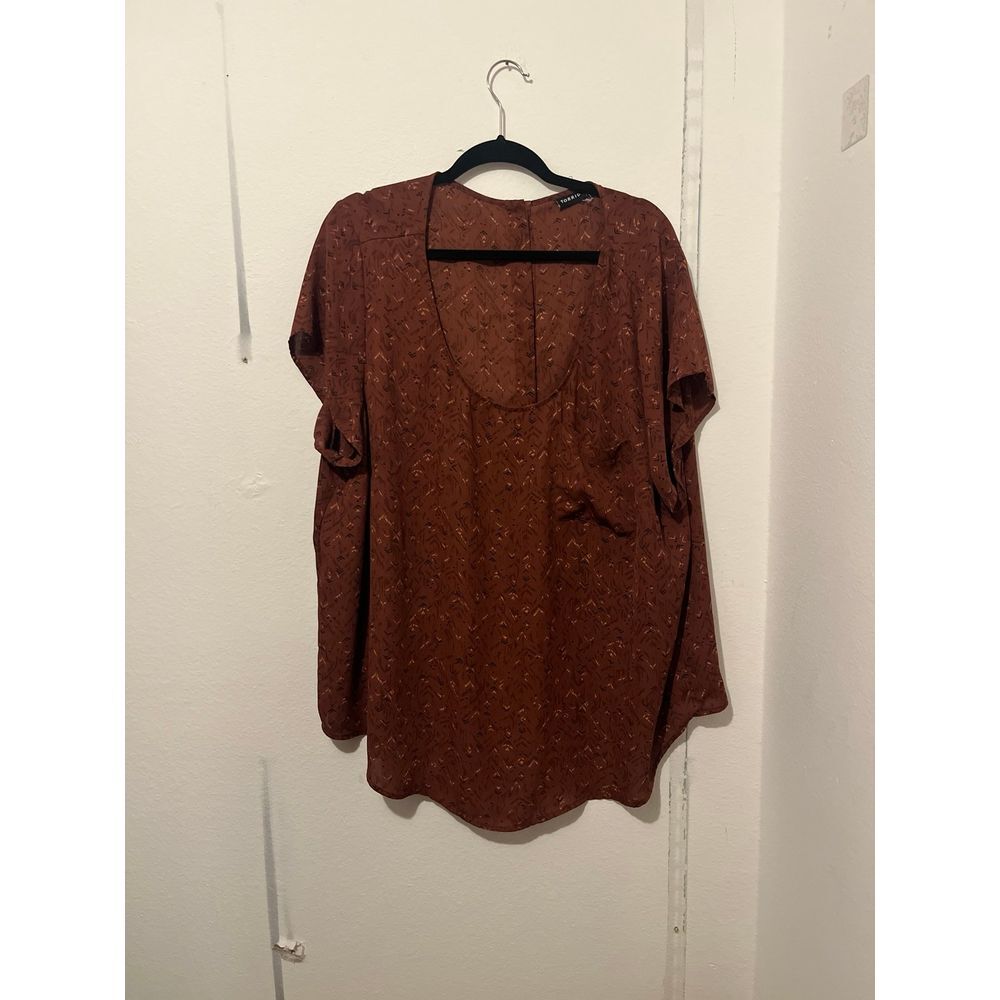 torrid Rust Brown Scoop Neck Short Sleeve Blouse